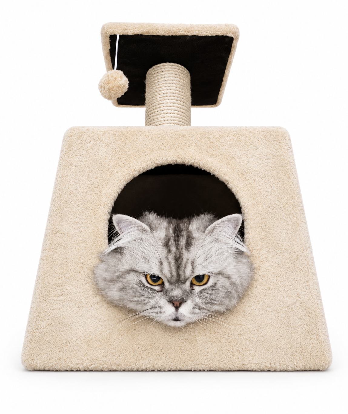 Cat Scratcher House with Hanging Toy Ball & Cozy Hideaway